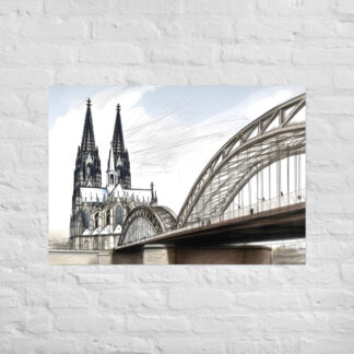 Kölner Dom und Hohenzollernbrücke Architekturskizze