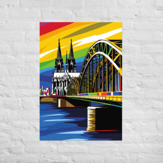 Kölner Dom und Hohenzollernbrücke Pop Art Rainbow
